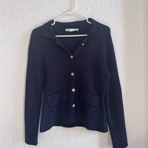 Zara Navy Cardigan with Gold Buttons